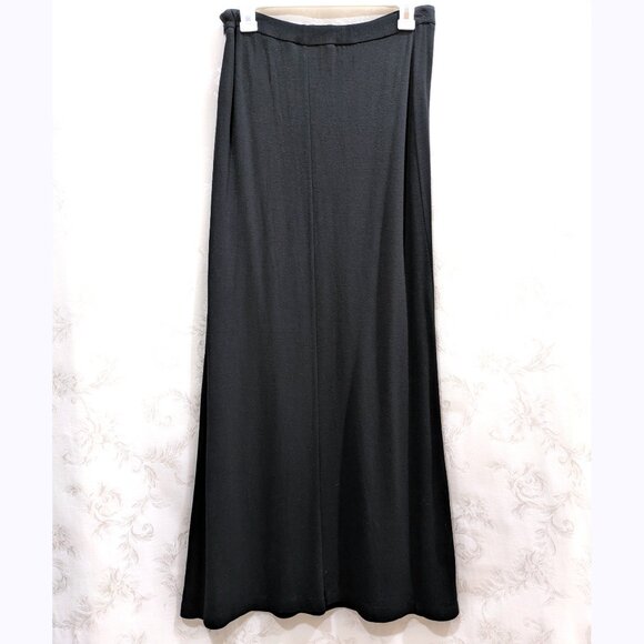 Vintage 90s Maxi Skirt Black Full Length Soft Modest Gothic Witchy Dark Academia - Picture 2 of 4